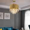 Lustre de cristal em camadas Kitoney Modern Gold de 3 luzes para sala de estar e sala de jantar