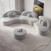 3700mm 4-Piece Curved Velvet Sectional Sofa with Ottoman & Pillows