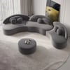 3700mm 4-Piece Curved Velvet Sectional Sofa with Ottoman & Pillows