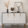 Aro 59" White & Black Wood Sideboard with  Cabinets & Adjustable Shelves