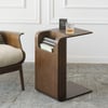 Modern 24" Walnut Multi-Purpose End Table with Magazine Rack