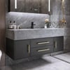 Modern 39" Black Floating Single Bathroom Vanity with Sintered Stone Top and Sink