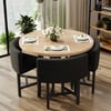 Dining Set 39.4" Modern Round Wood Dining Table Natural with 4 Gray Chairs