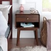 Mid-Century Modern Walnut Pine Wood Nightstand