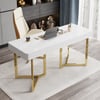 2-Drawers White Office Desk 1600mm Modern Writing Desk Gold Tripod Base Stainless Steel