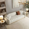 2261 mm Performance Leather Upholstered Channel Tufted Sofa with Gold Legs