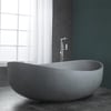1600mm Industrial Concrete Soaking Bath Oval Cement Freestanding Bathtub in Grey