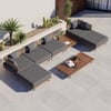 Conjunto de jardín con sofá modular rinconero de 7 piezas y 1 mesa de centro - gris