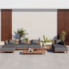 8 PiecesTeak & Aluminum & Rattan Outdoor Sectional Sofa Set with Coffee Table