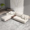 Vewal 126" L-Shaped Performance Leather Modular Sectional Sofa with Chaise & Ottoman