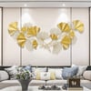 Lot de 2 feuilles de ginkgo modernes en métal doré pour décoration murale pour salon ou maison
