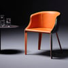 Black & Orange Modern Saddle Leather Upholstered Dining Chair with Metal Legs