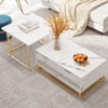 2-piece rectangular coffee table set with metal base and storage
