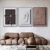 Ensemble de 3 pièces de décoration murale à suspendre sur toile Japandi avec cadre rectangulaire