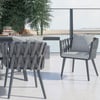 Outdoor Rope Weave & Aluminum Dining Chairs in Gray, Set of 2