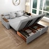 2-Seater Cotton Linen Sofa Bed with Pull-Out Function and Storage