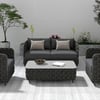 Martic Modern Aluminium & Rope & Faux Marble Top Outdoor Patio Coffee Table in Black
