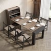 Farmhouse 71" Extendable Rectangular Walnut & Gray Dining Table with Sideboard, Seats 4-5
