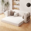 Sofá moderno de 87 polegadas White Boucle de 3 lugares estofado conversível com armazenamento lateral
