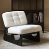 Japandi Boucle Lounge Chair White & Black Accent Chair Ash Wood Upholstery