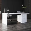 Bureau de direction en bois blanc avec classeur mobile pour télétravail, 150 cm