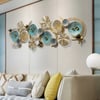 Décoration murale de luxe en métal 3D avec feuilles de lotus, 1200 mm de largeur x 470 mm de hauteur