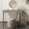 Makeup Vanity Set with Drawers Retractable Dressing Table Stool & Mirror Included