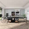 60" Industrial Extendable Faux Marble Kitchen Islands Black with 3-Drawer