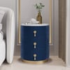Sintered Stone Top 3-Drawer Round Velvet Bedside Table