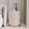 Sintered Stone Top 3-Drawer Round Velvet Bedside Table, Set of 2