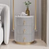 Sintered Stone Top 3-Drawer Round Velvet Bedside Table