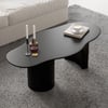39.8" Abstract Funky Japandi Wood Coffee Table Cloud Shaped in Black