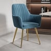Modern Dining Chair Blue Velvet Upholstered Dining Chairs With Arms 2 Pieces