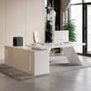 Modern 71" L-Shaped White Executive Desk with Right Hand Return