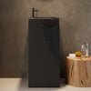 Bassin sur pied en résine Japandi Tall Stone 870 mm avec bassin arrondi, autoportant, noir