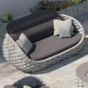 Cocaro 3-Sitzer Geflochtenes Outdoor-Sofa Patio-Couch in Grau Kissen & Kissen inbegriffen
