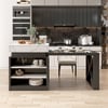 1850mm-2350mm Extendable White&Black Kitchen Island & 6 Modern Gray Dining Chairs Set