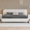 Curva King Boucle Upholstered Platform Bed with Walnut Legs