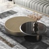 Modern 90 cm Round Gold & Black 2-Piece Nesting Coffee Table Set with Tempered Glass Top