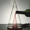 Unique Pyramid Glass Wine Decanter Hand Blown Red Wine Carafe with Wide Base
