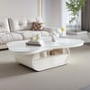 Table basse ovale 130 cm en pierre frittée, avec rangement