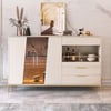 Dolawn 55" Light Khaki Wood Sideboard with Tray Wine Rack