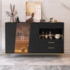 Dolawn 55" Black Wood Sideboard with Tray Wine Rack