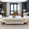 Modern 43" Square White Tempered Glass Coffee Table with 4 Drawers