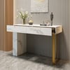 1200mm White Console Table & Wooden Entryway Bench Set Boucle Upholstered Metal Legs