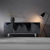 Modern 71" Glossy Black Wood Sideboard with Cabinets & Adjustable Shelves