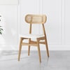Japandi Modern Natural PU Leather Upholstered Dining Chair with Wooden Legs, 6 Pieces
