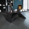 Modern 71" Rectangular Black Writing Desk with Arched Base