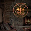8-Light Round Globe Chandelier 830mm Chandelier Hemp Rope in Black Metal Candle Light