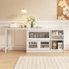 Farmhouse 119 cm White Wood Sideboard with Extendable Top & Cabinets